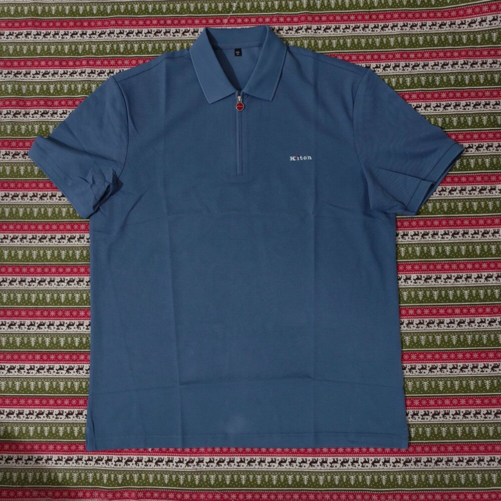 Kiton Blue Short-Sleeved Polo Shirt